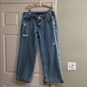 Hollister Low-Rise Baggy Distressed Blue Jeans